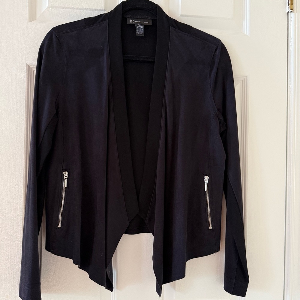 INC International Concepts Black Blazer with Zipper Accents